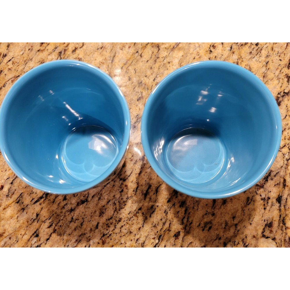 Pair (2) Starbucks 2012 TAZO Slant Tea Cups - Blue & White w/ No Handle Mug - Picture 2 of 4